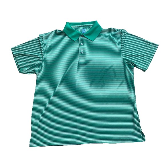 PGA Tour Other - PGA TOUR Men's Large Green Striped Golf Polo Shirt